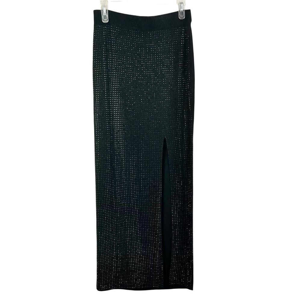 Beaded Black Glitter MAXI SKIRT Large Witchy Whimsigoth Party Dark Fairy Vamp